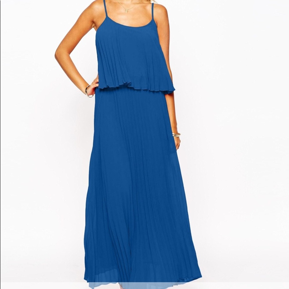 ASOS Royal Blue Pleated Maxi Dress
